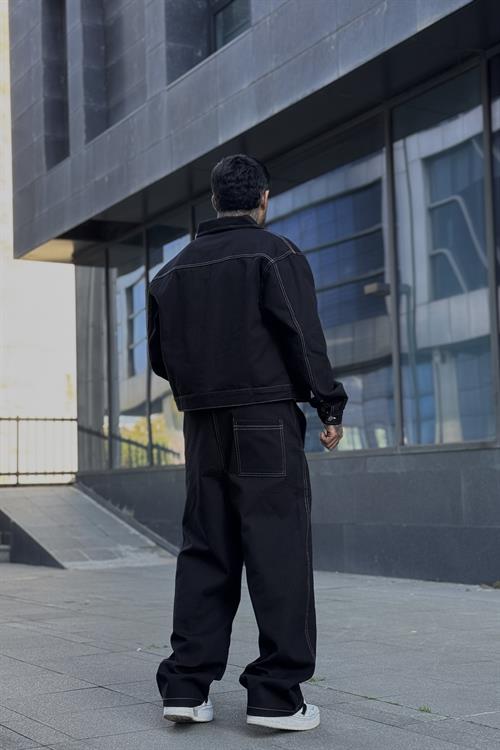Oversize Crop Siyah Takım