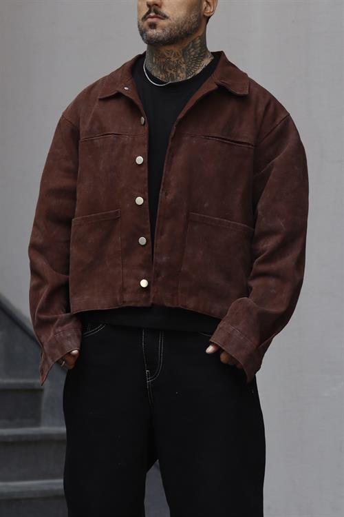 Oversize Crop Yıkamalı Ceket