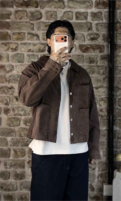 Oversize Crop Yıkamalı Ceket