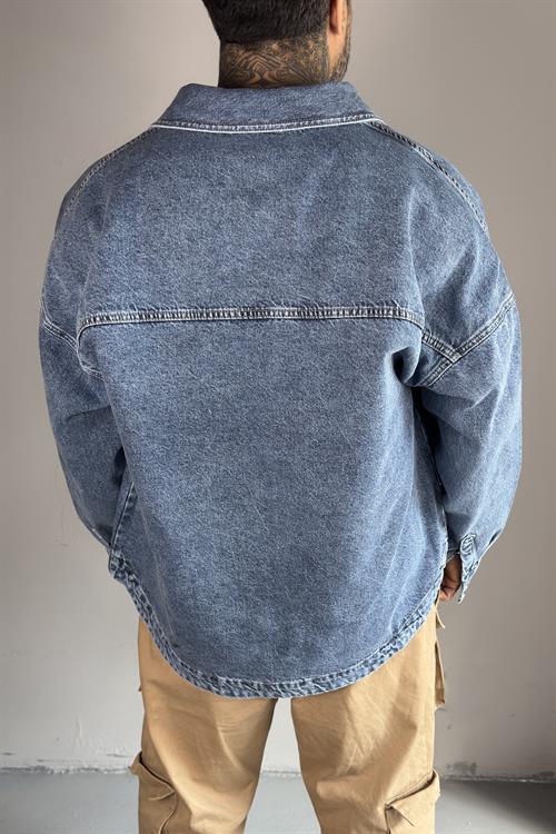 Oversize Denim Mavi Gömlek 