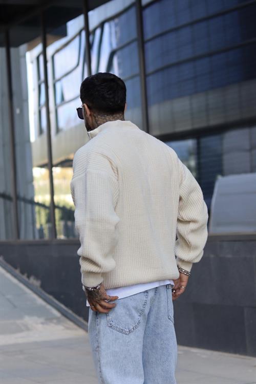 Oversize fermuarlı kazak