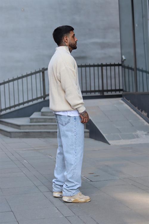 Oversize fermuarlı kazak