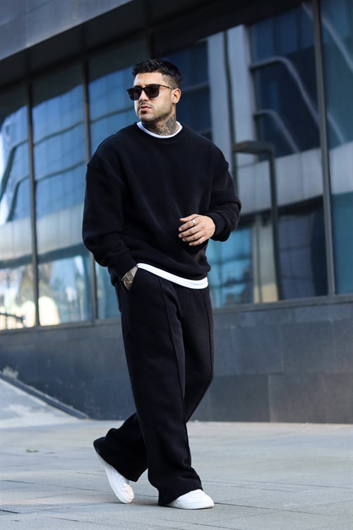 Oversize havlu polar siyah takım