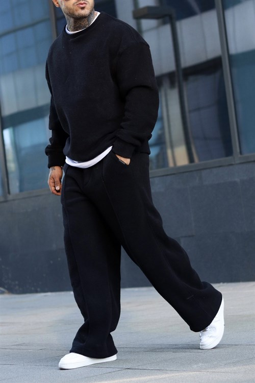Oversize havlu polar siyah takım
