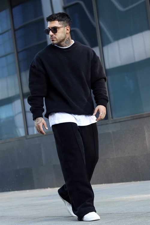 Oversize havlu polar siyah takım