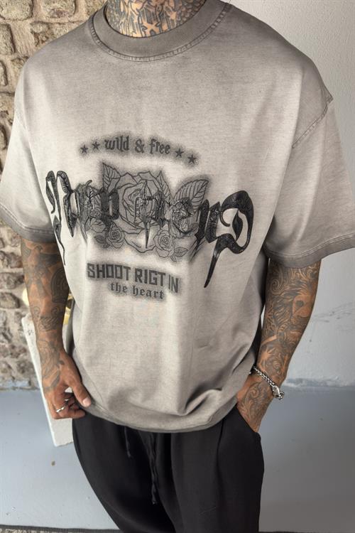 Oversize kabartma baskılı tshirt