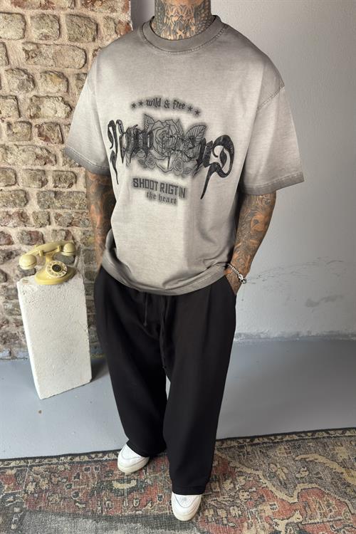 Oversize kabartma baskılı tshirt