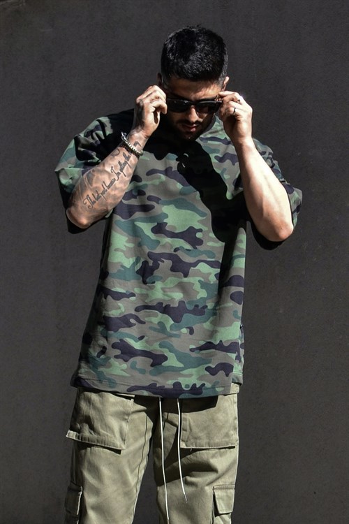 Oversize kamuflaj t-shirt