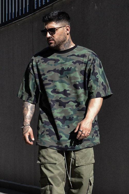 Oversize kamuflaj t-shirt