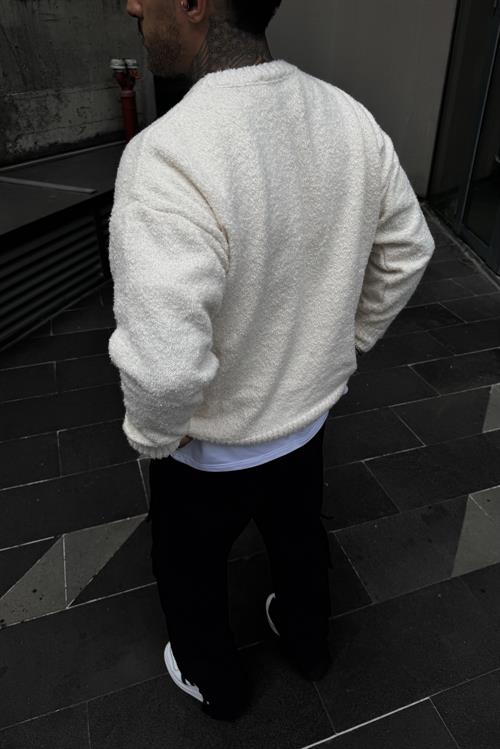 Oversize kesim bej kazak