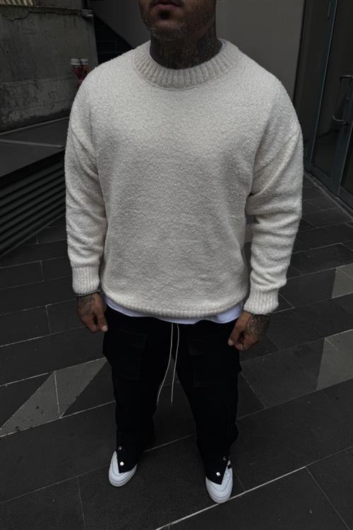 Oversize kesim bej kazak