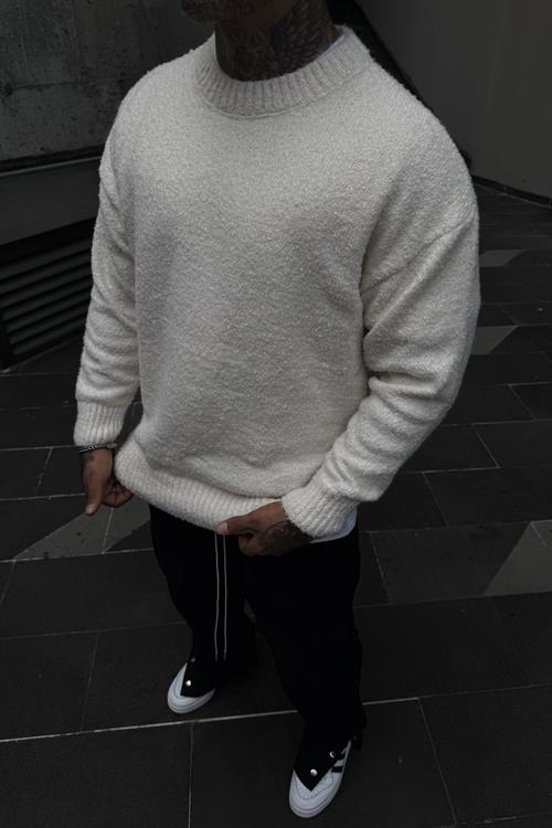 Oversize kesim bej kazak