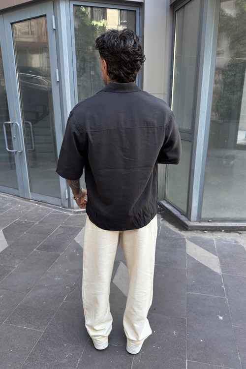 Oversize Modal Siyah Gömlek