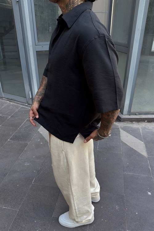 Oversize Modal Siyah Gömlek