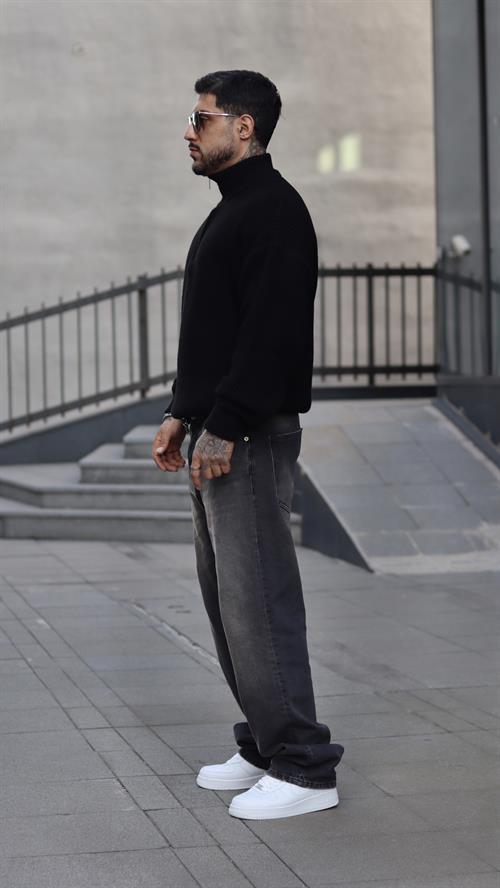 Oversize yarım fermuar kazak