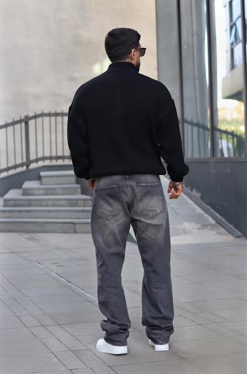 Oversize yarım fermuar kazak