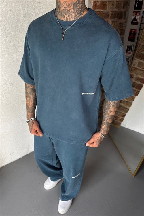 Petrol Blue Acid Wash Set