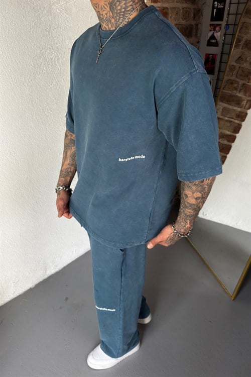 Petrol Blue Acid Wash Set