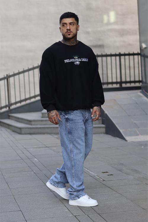Philadelphia siyah oversize sweatshirt