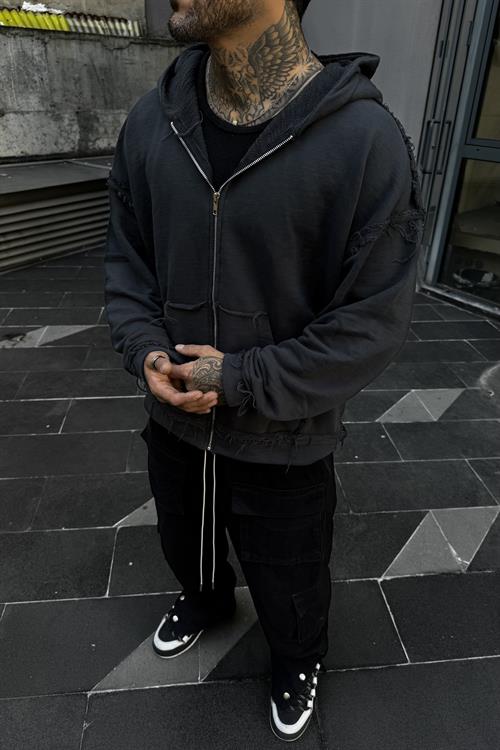 Piqment oversize washed zip hoodie