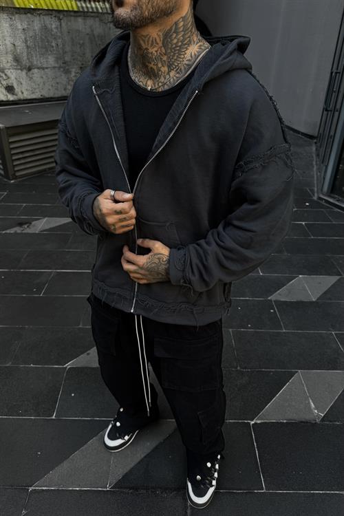 Piqment oversize washed zip hoodie