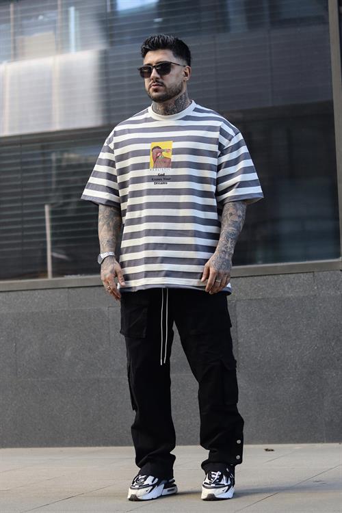 Realistic çizgili oversize tshirt