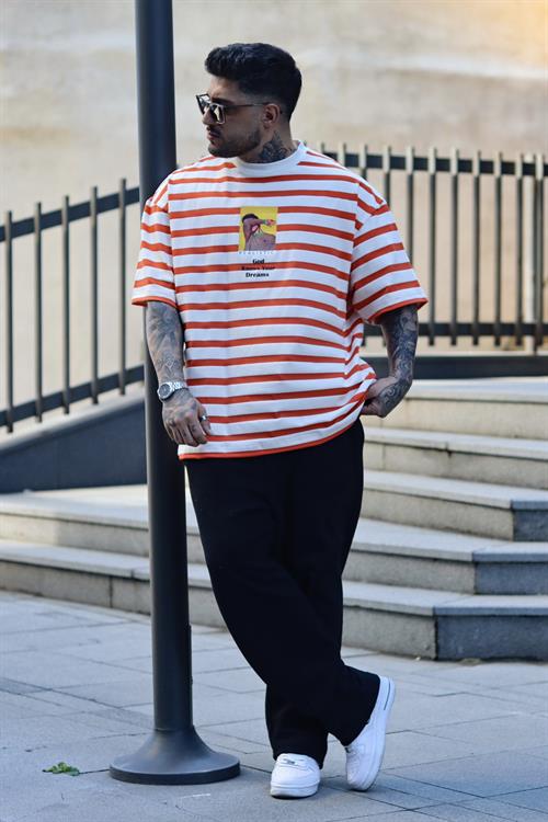 Realistic çizgili oversize tshirt
