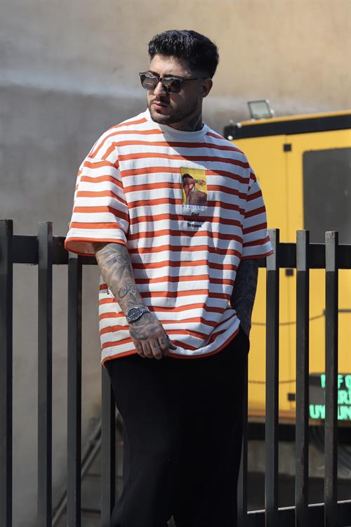 Realistic çizgili oversize tshirt