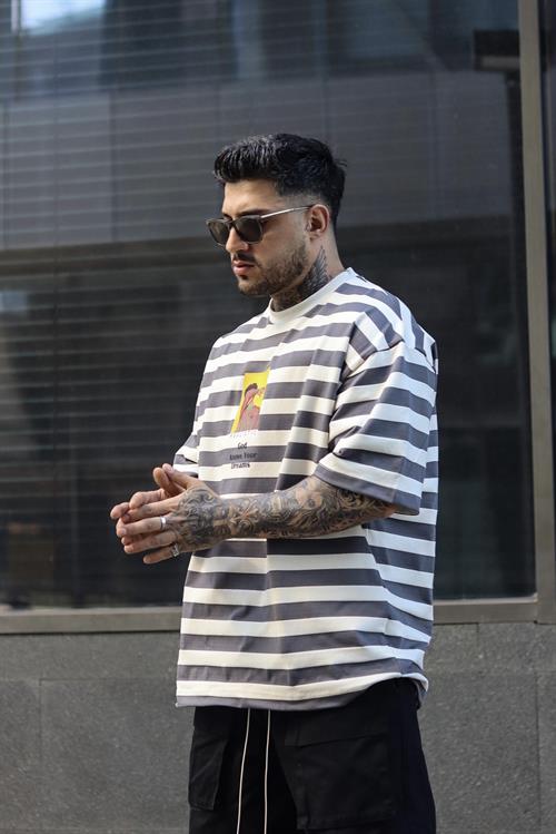 Realistic çizgili oversize tshirt