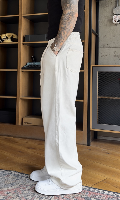 Relaxed Fit Ekru Pantolon