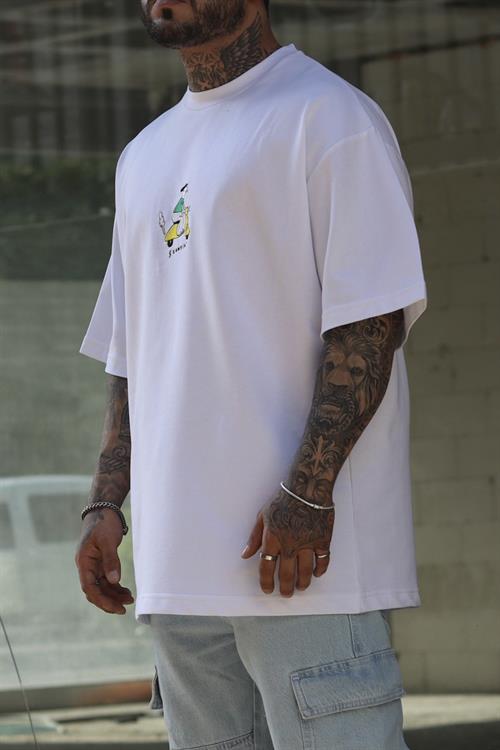 Scootin oversize beyaz tshirt