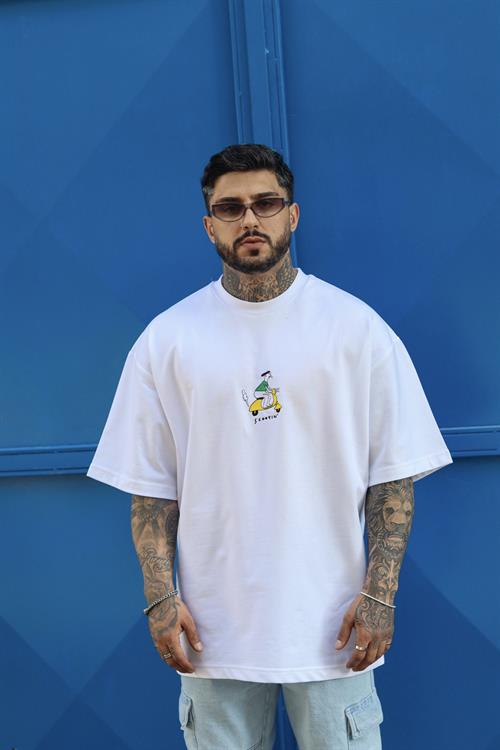 Scootin oversize beyaz tshirt