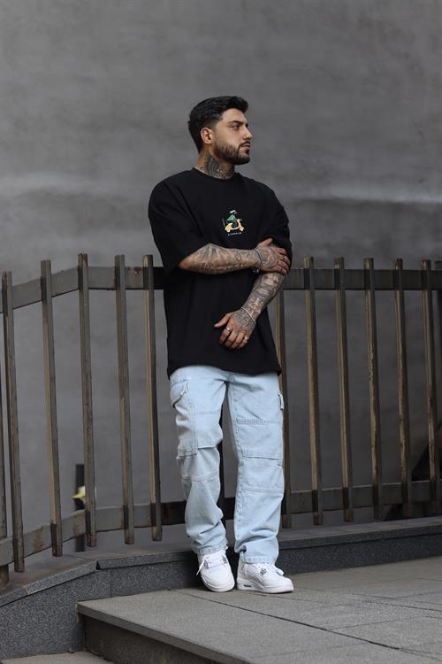 Scootin oversize siyah tshirt