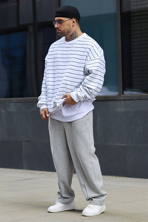 Şerit detaylı oversize sweatshirt