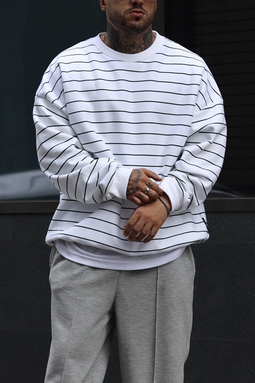 Şerit detaylı oversize sweatshirt