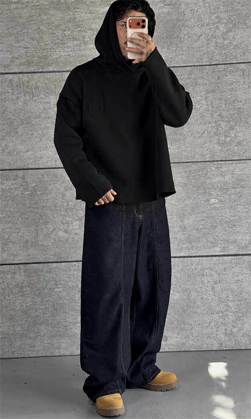 Six Black Oversize Hoodie