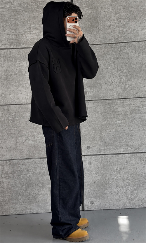 Six Black Oversize Hoodie