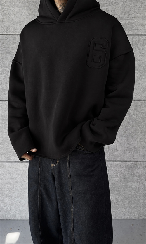 Six Black Oversize Hoodie