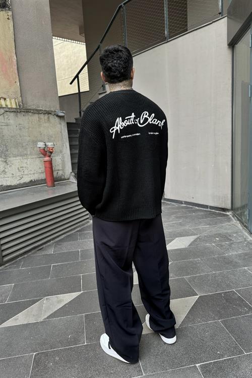 Siyah örme oversize kazak