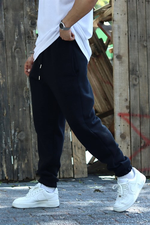 Siyah oversize 3 iplik eşofman