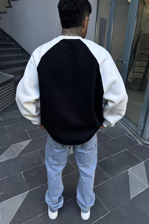 Siyah oversize 3 iplik sweatshirt