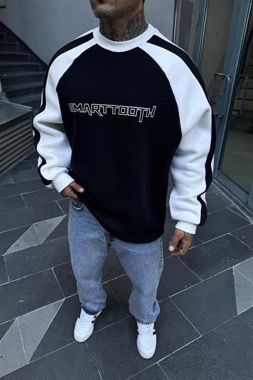 Siyah oversize 3 iplik sweatshirt