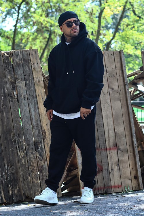 Siyah oversize 3 iplik takım