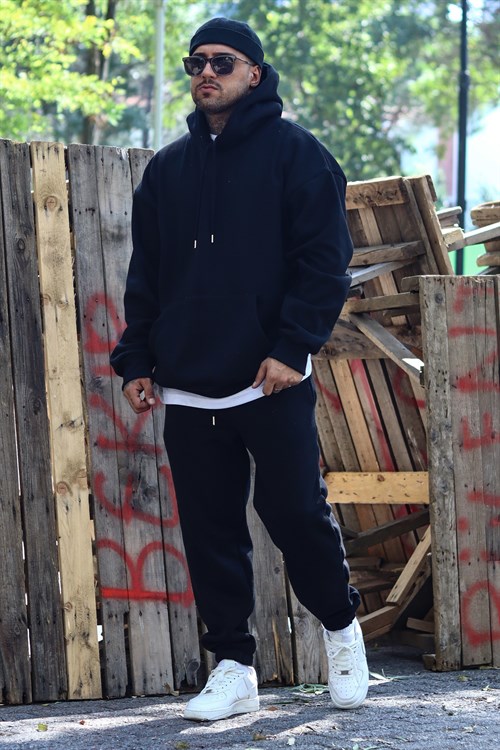 Siyah oversize 3 iplik takım