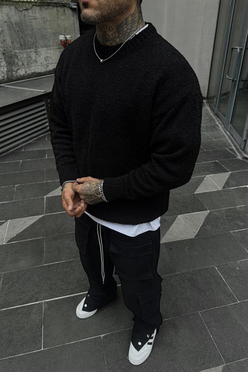 Siyah oversize kesim kazak