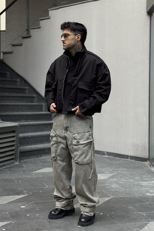 Siyah Preminium Crop Oversize Ceket