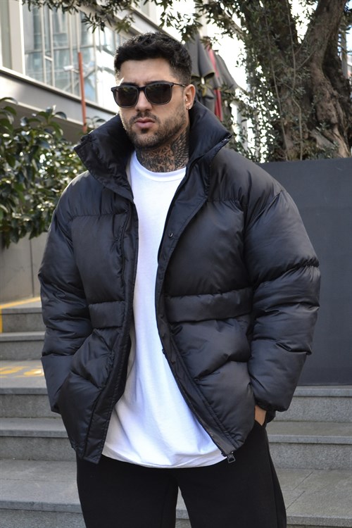 Siyah puffer mont