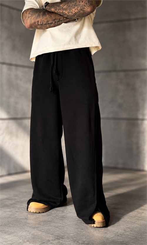Siyah Raw Baggy Pantolon