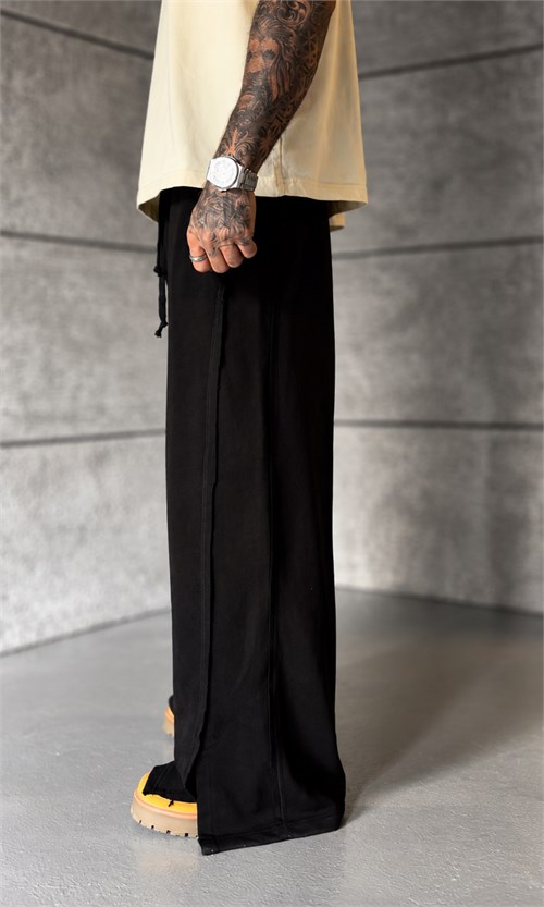 Siyah Raw Baggy Pantolon