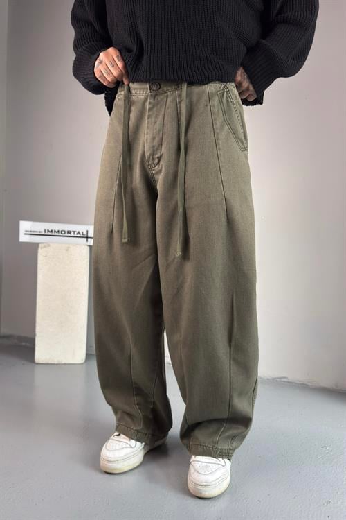 Steel Wash Wide Haki Pantolon